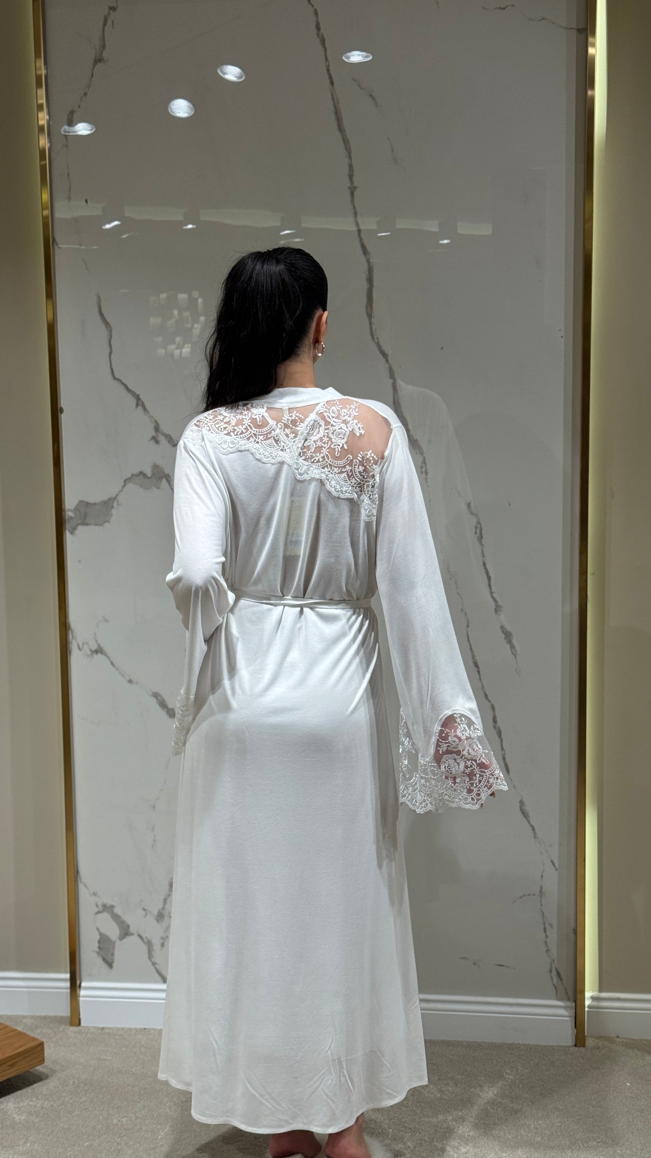 Saten Sabahlık - Dantel Detaylı 6'lı Set Takım