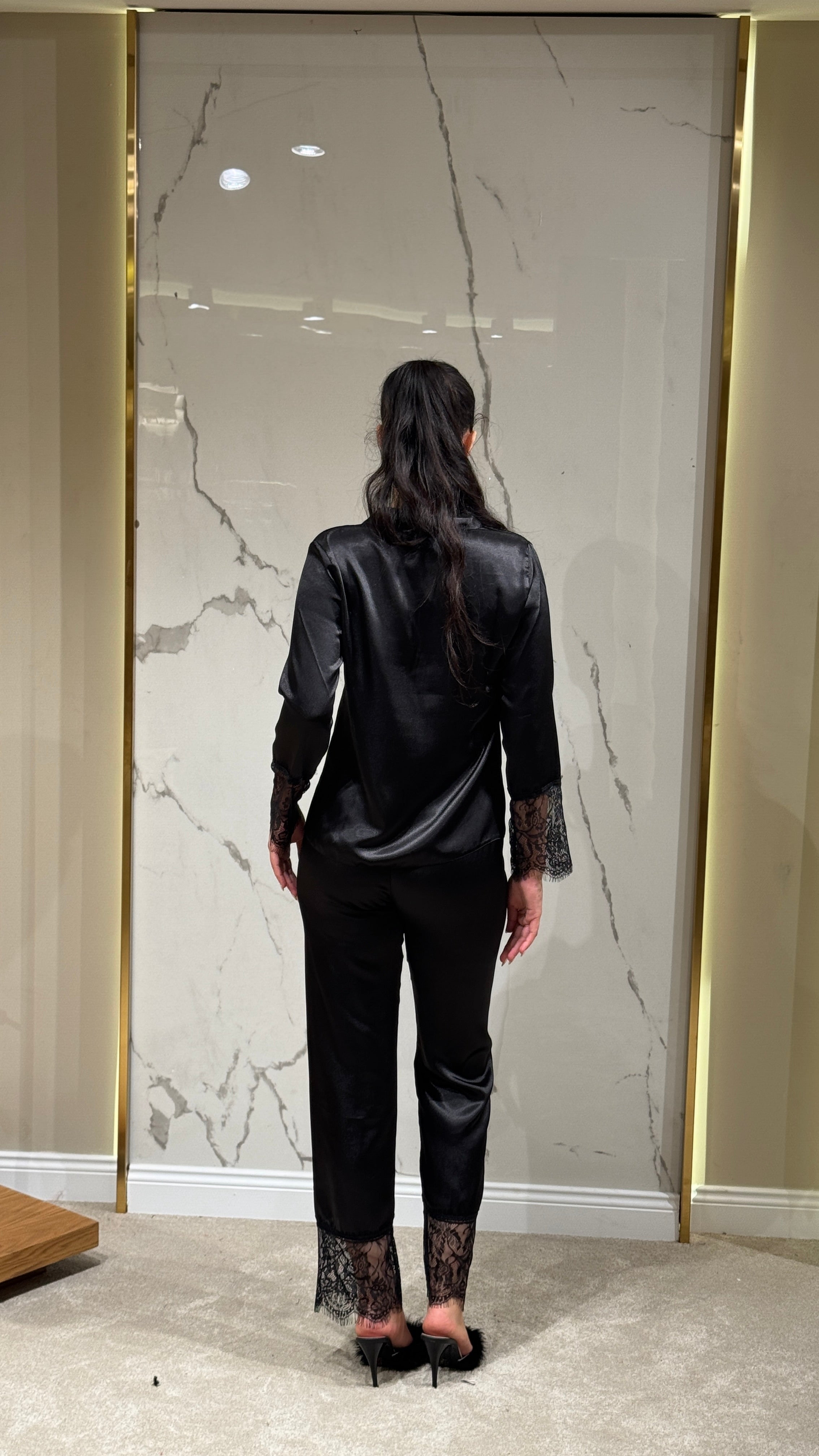 Saten Sabahlık Dantelli - 6'lı Set Takım