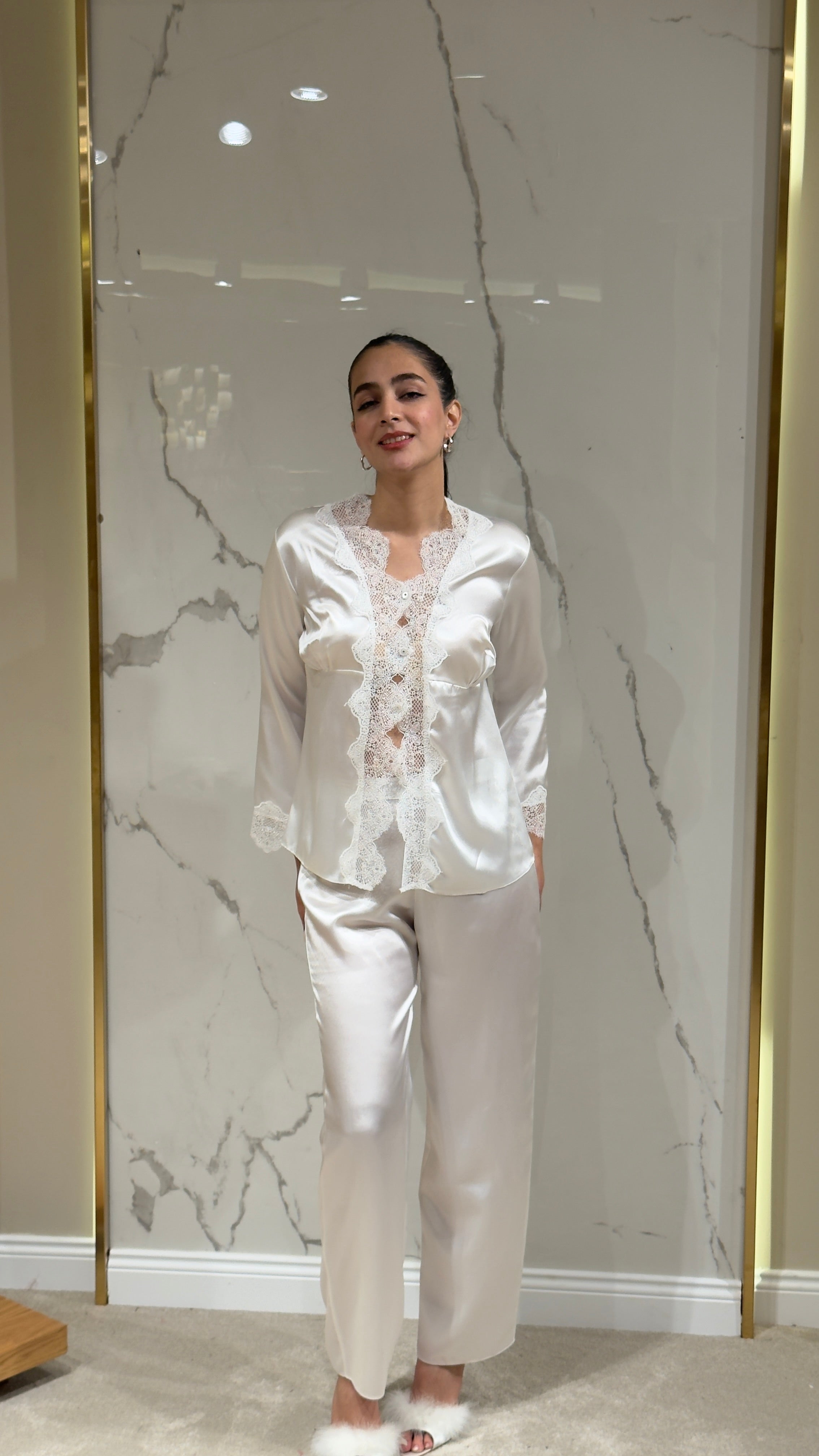 Saten Sabahlık Dantelli - 6'lı Set Takım