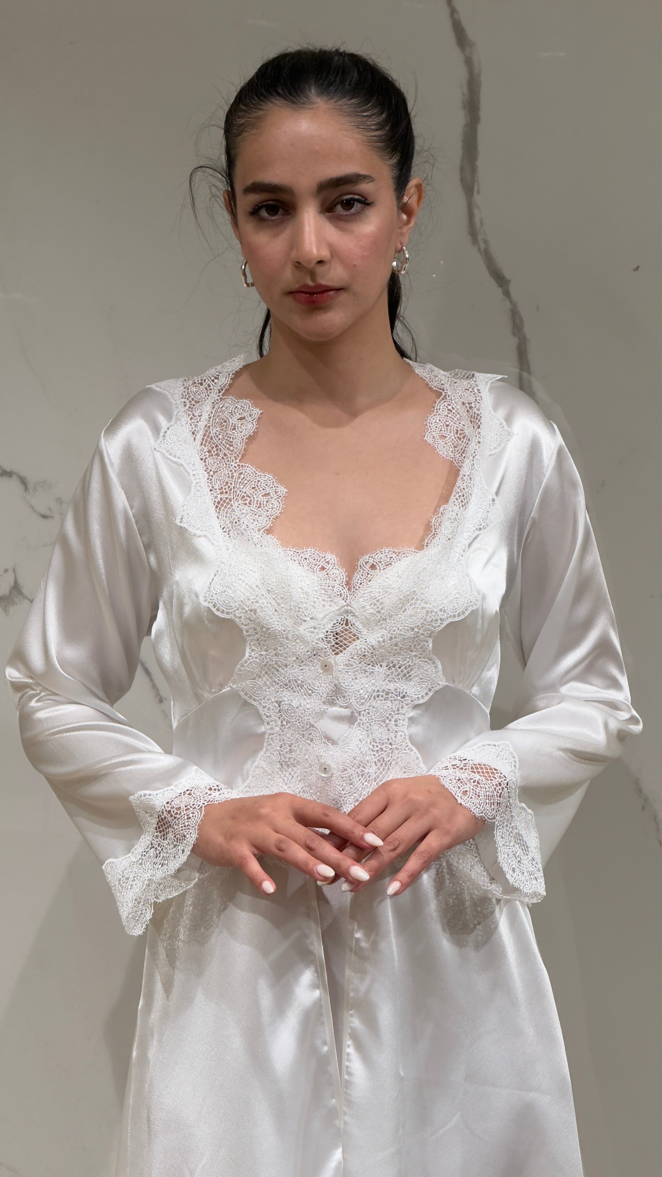 Saten Sabahlık Dantelli - 6'lı Set Takım