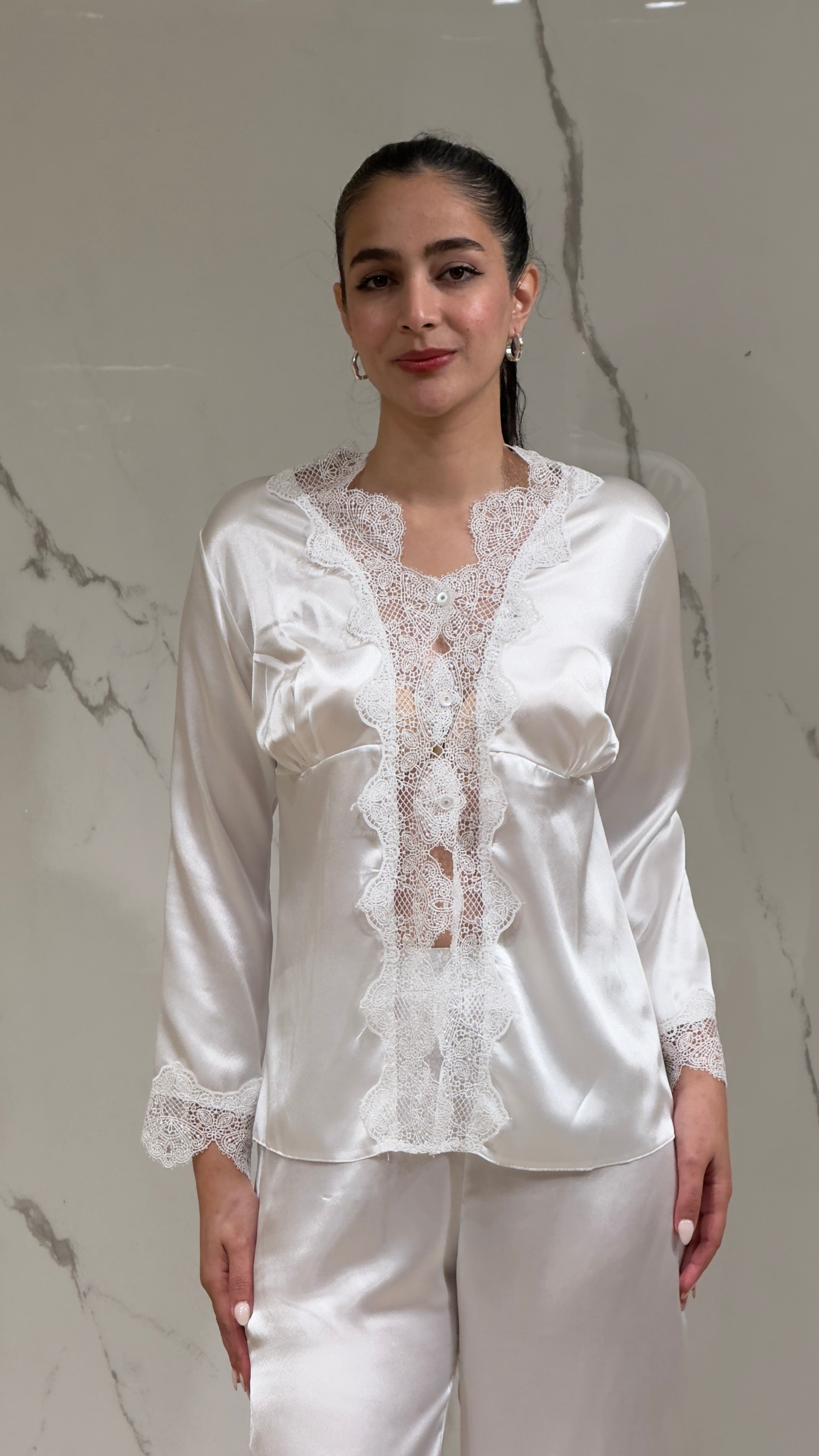 Saten Sabahlık Dantelli - 6'lı Set Takım