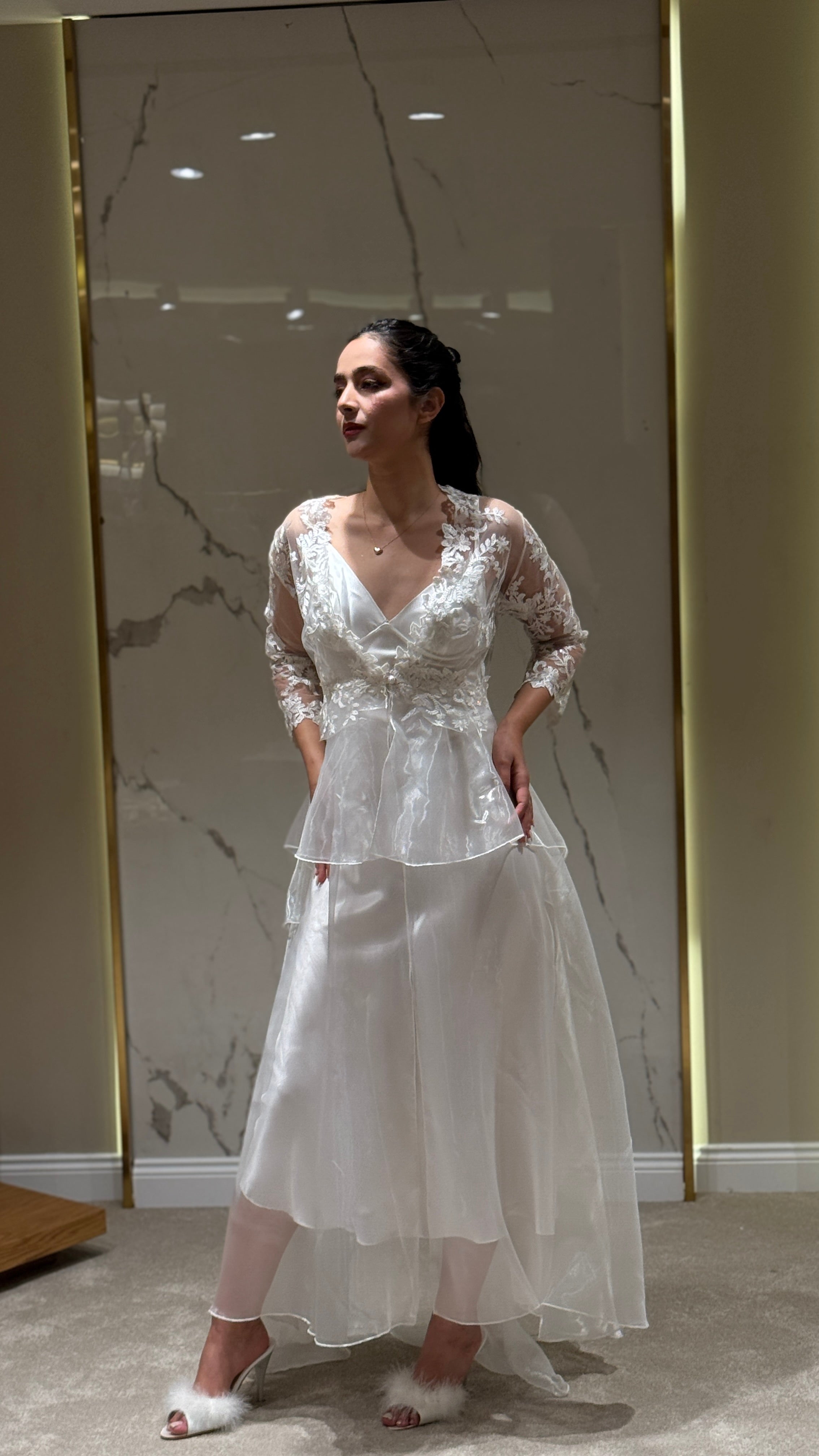 Dantel Detaylı Beyaz Sabahlık 6'lı Set