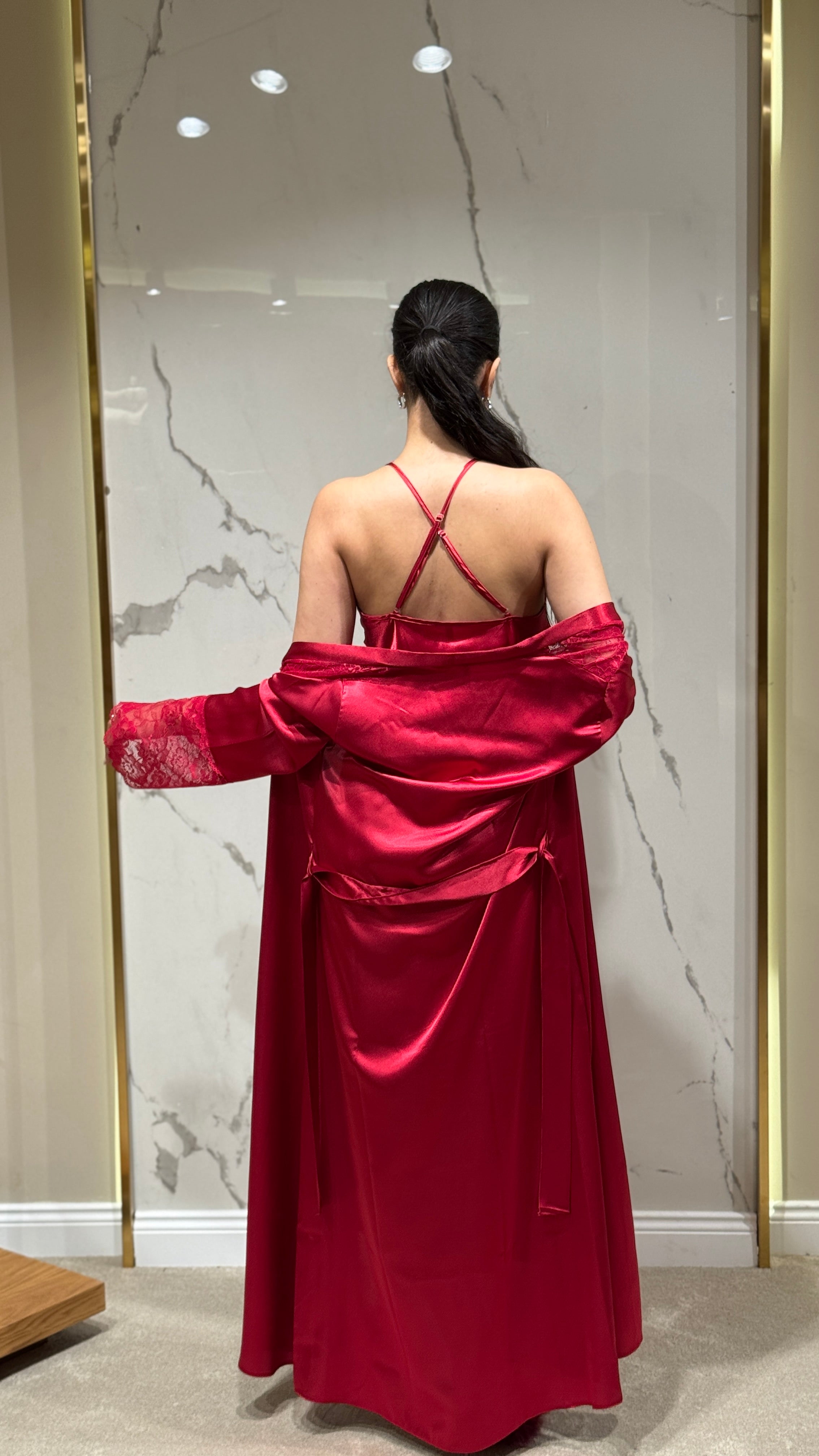 Saten Sabahlık - Dantel Detaylı