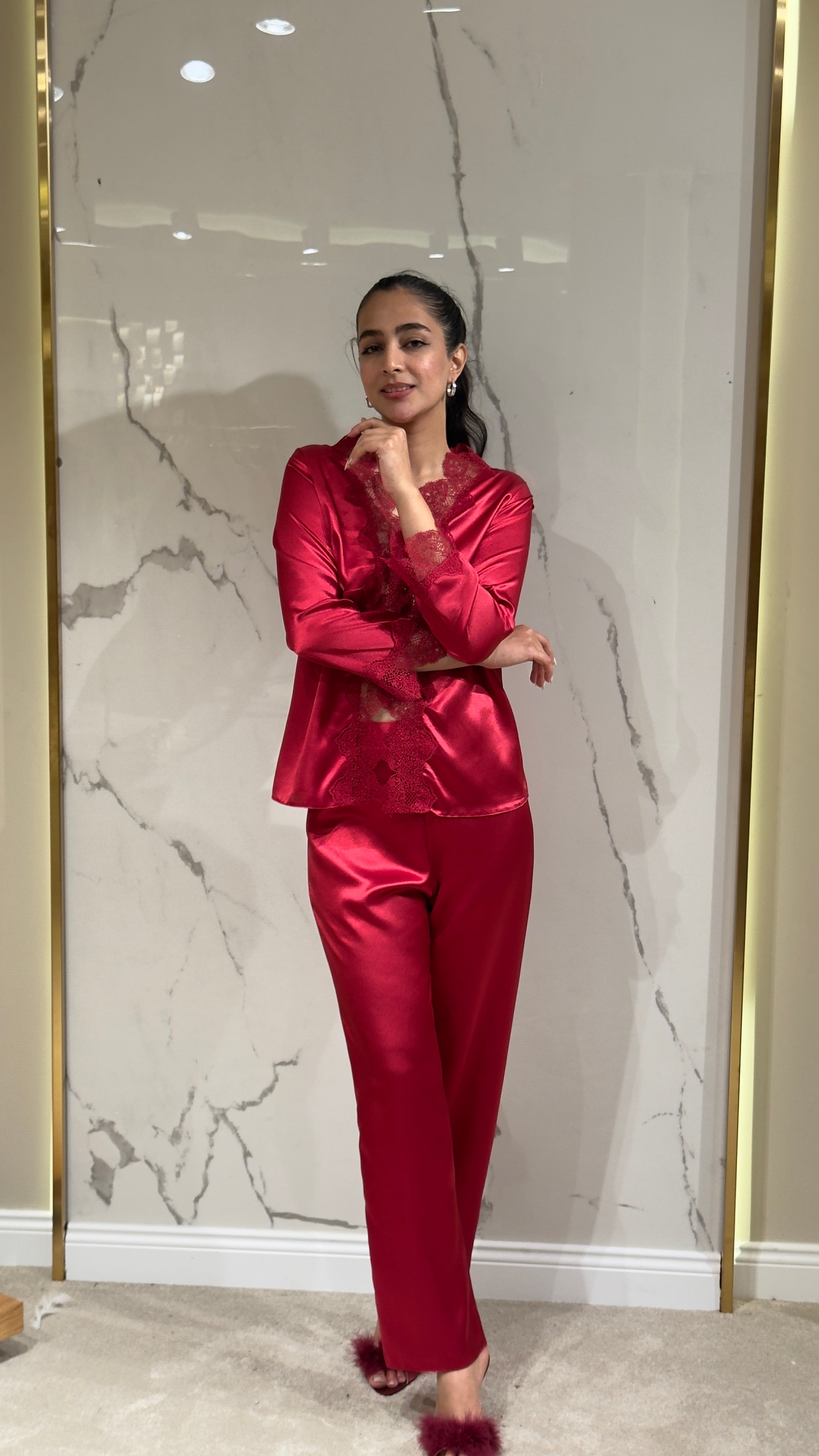 Saten Sabahlık Dantelli - 6'lı Set Takım