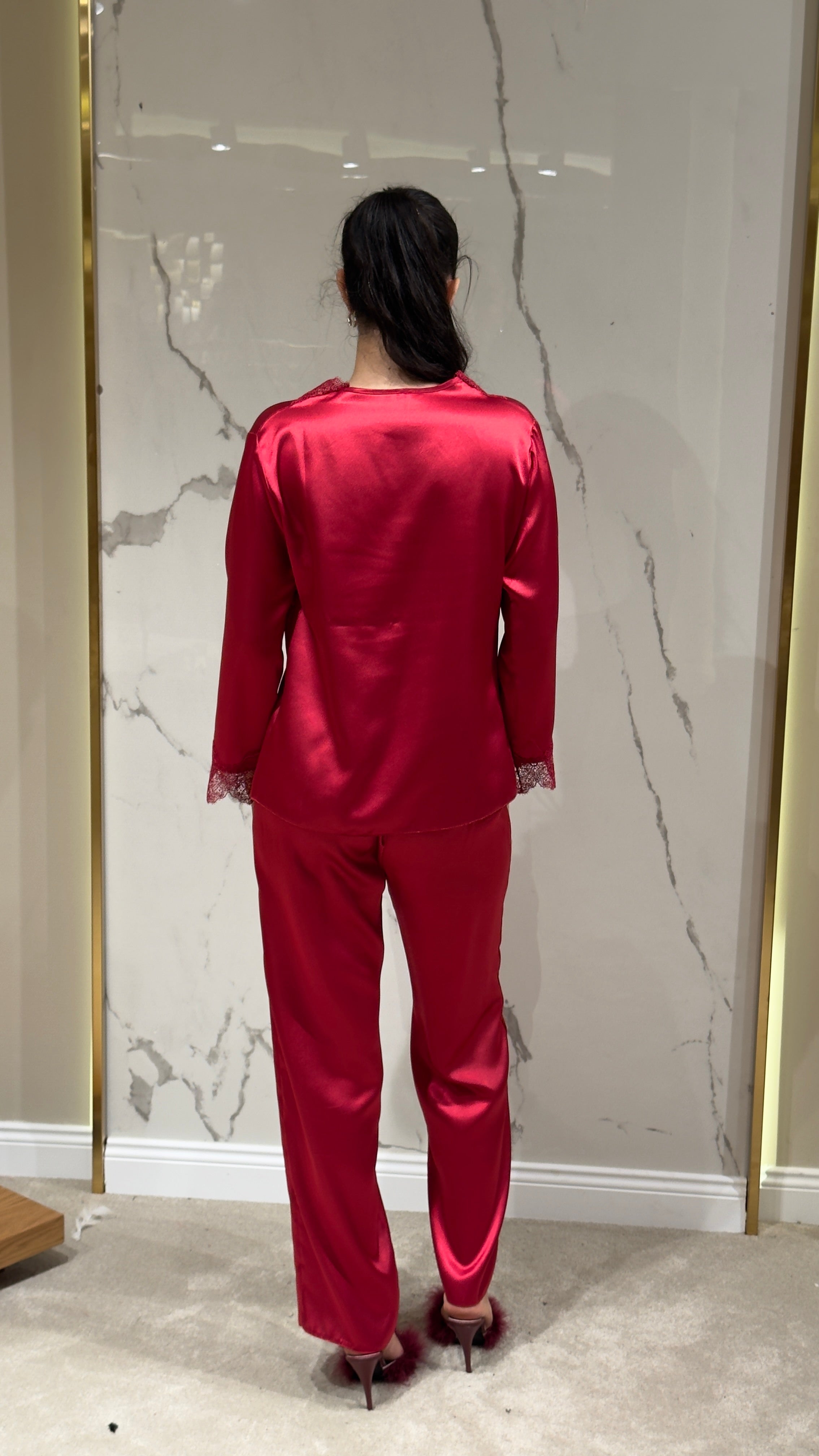 Saten Sabahlık Dantelli - 6'lı Set Takım