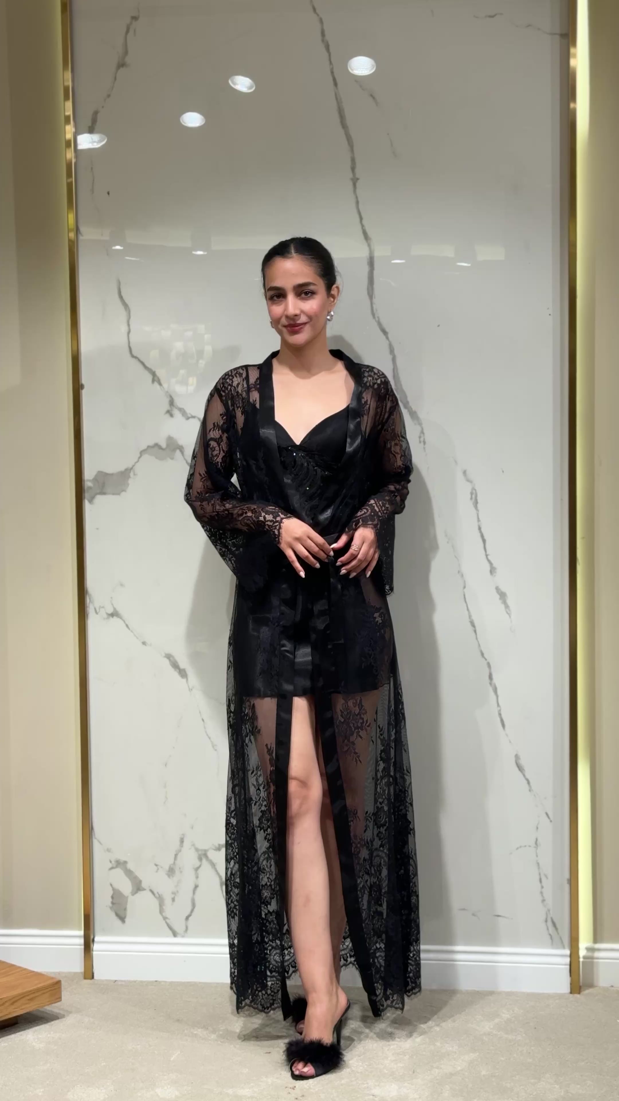 Saten Sabahlık - Dantel Detaylı 6'lı Set Takım