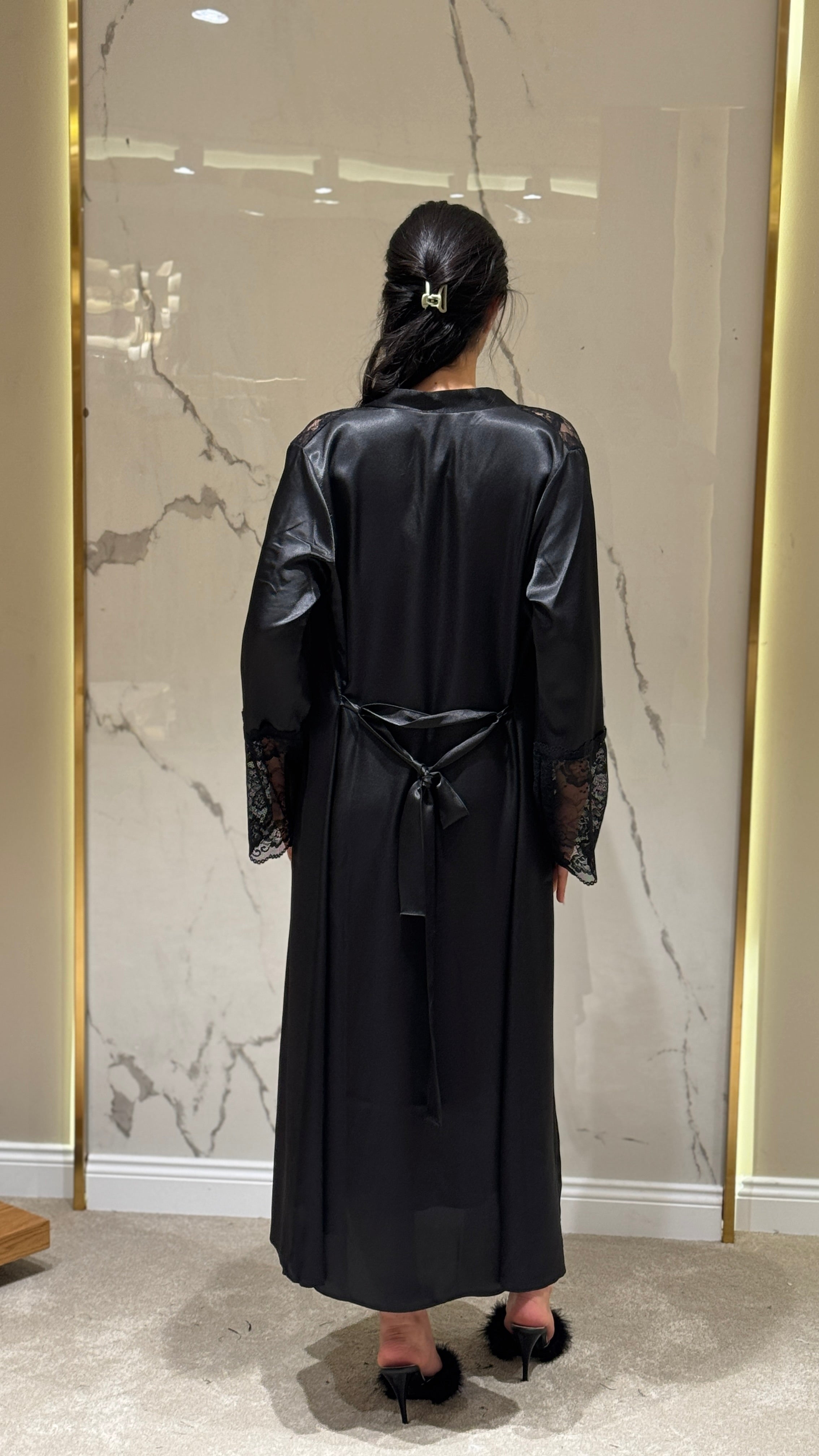 Saten Sabahlık - Dantel Detaylı