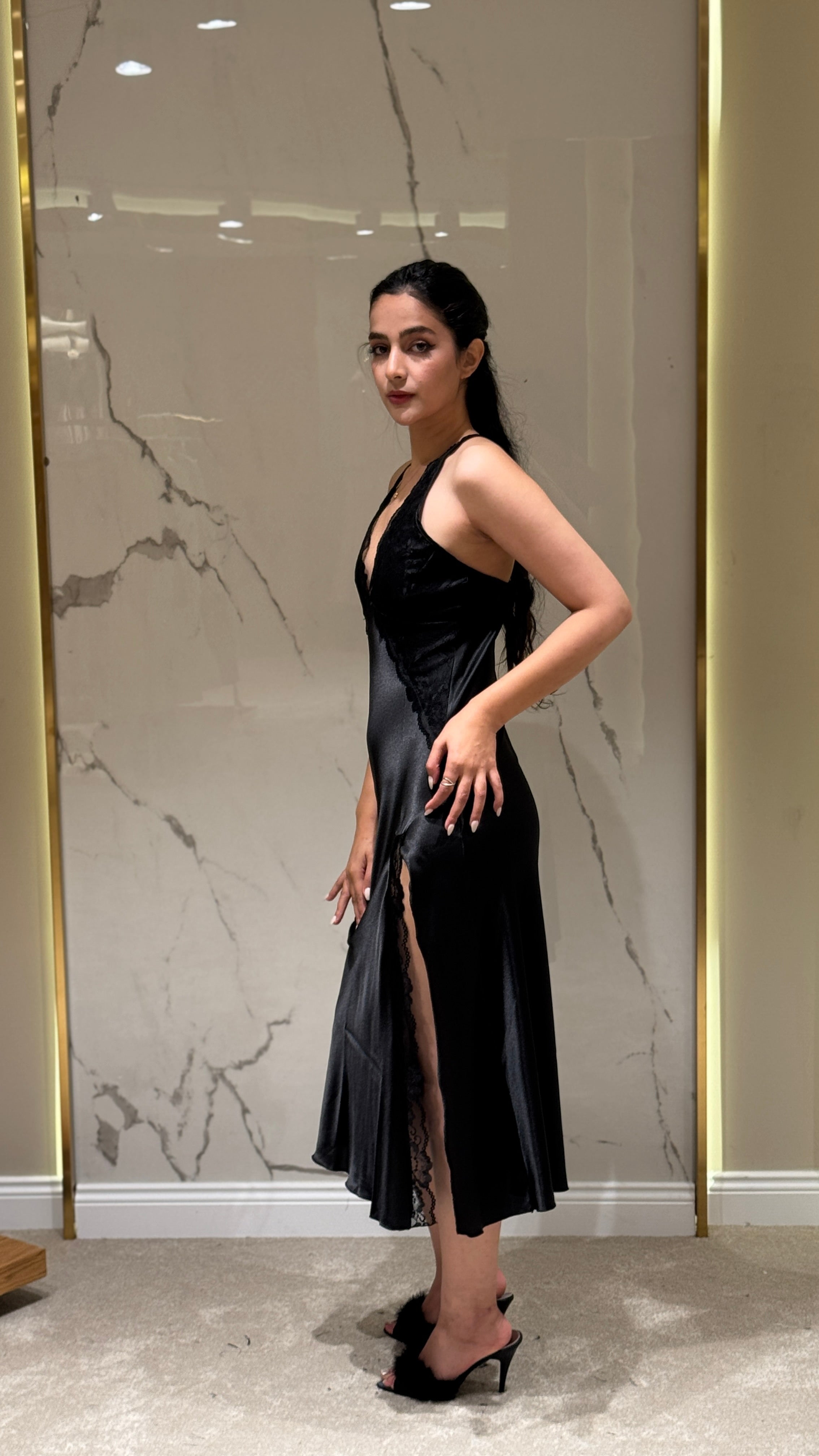 Saten Sabahlık - Dantel Detaylı