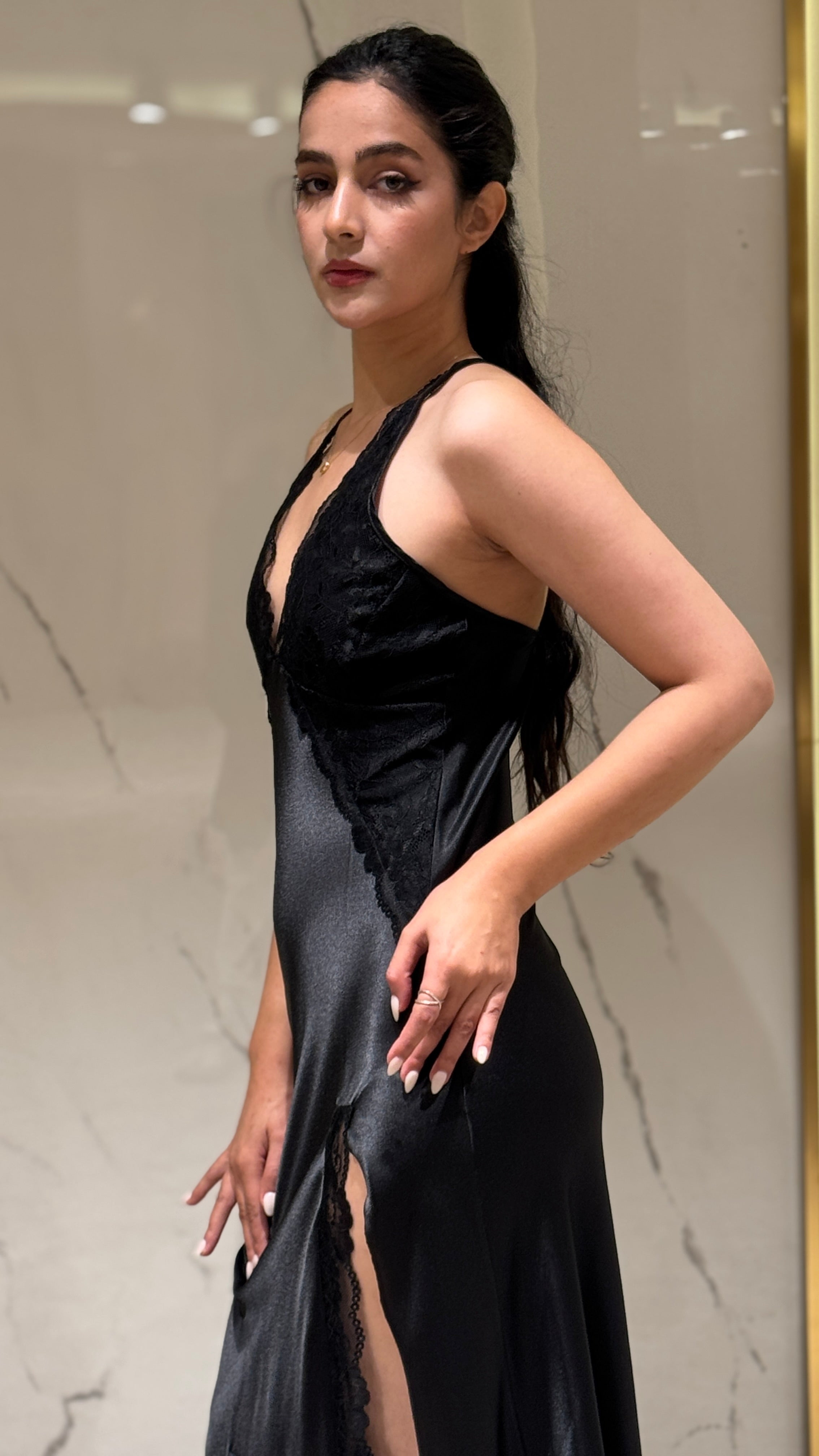 Saten Sabahlık - Dantel Detaylı